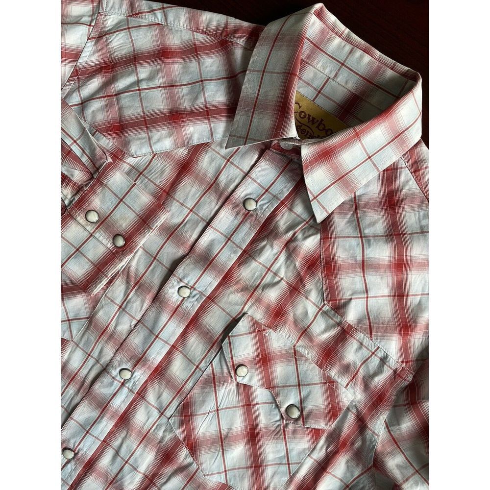 Cowboy Legend Pearl Snap Long Sleeve Mens Button Down M Red Western Shirt